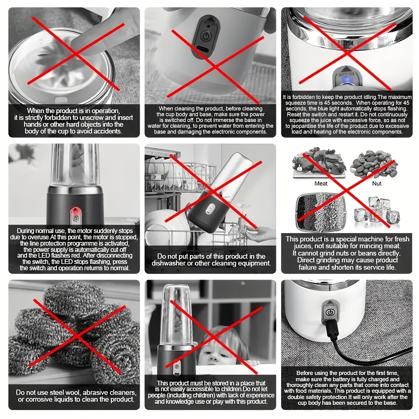 Prenosiva Mini Čaša za Blender sa Sistemom od 6 Sečiva & Zaključavanje | Aparat za Instant Smoothie sa Dve Čaše, Rad Jednim Dodirom, Punjenje, Izdržljiv Plastični/Metalni Dizajn, Sigurnosna Brava - Blender