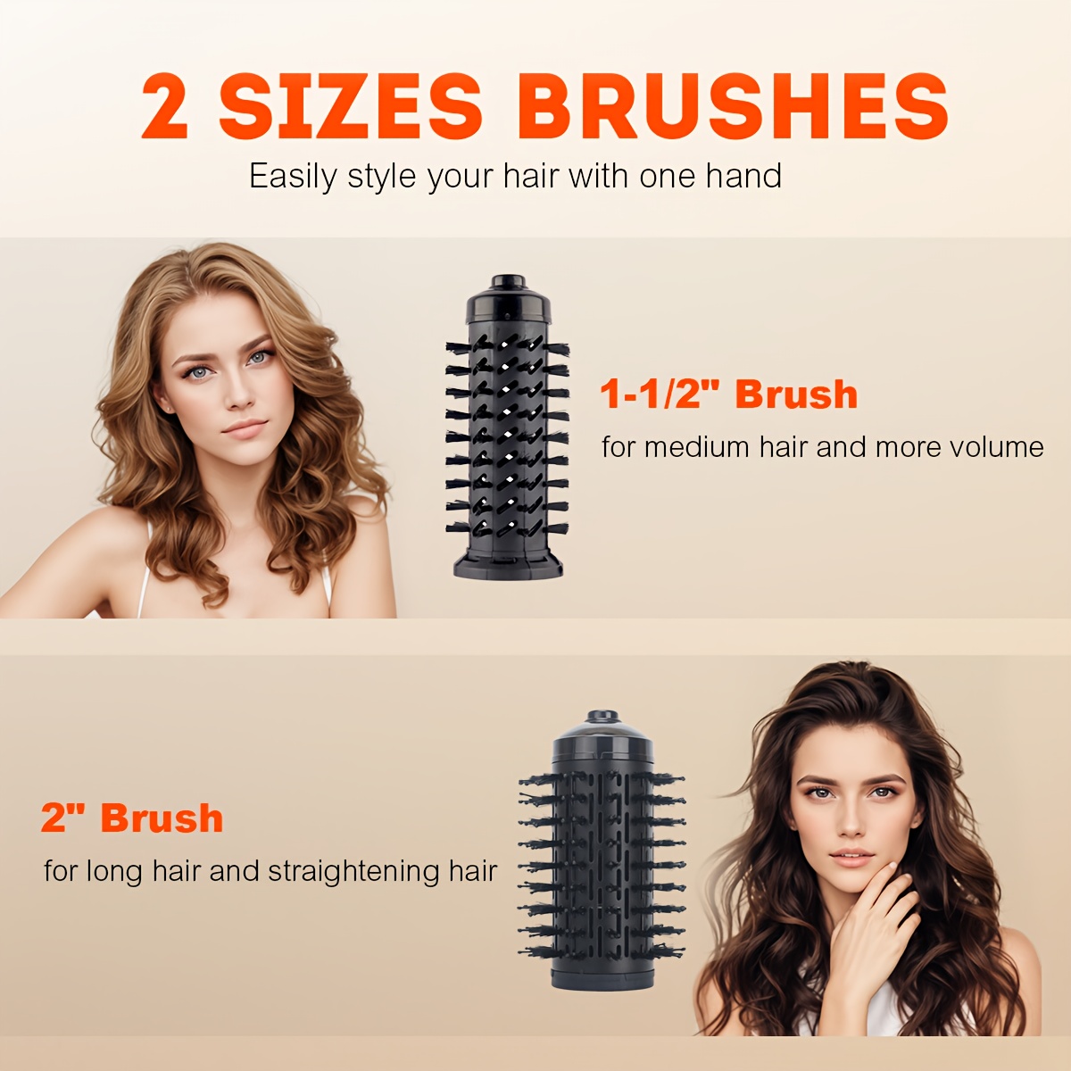 YAXIUUY 3-u-1 Fen za Kosu sa Rotirajućim Glavom, Pogodan za Ravnanje, Sušenje i Uvijanje sa Jonskom Tehnologijom, 3 Nivoa Toplote, 360° Rotacija, Protiv Friziranja & 2 Zamenjive Četke - Evropski Utičnica (Kompatibilno za Evropski Napon)