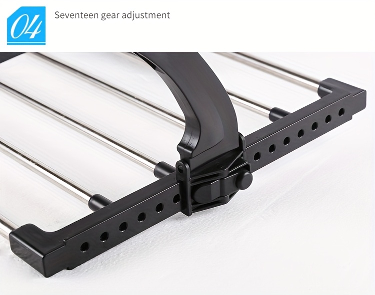 1 komad velikog sklopivog stalka za sušenje veša na radijatoru, napravljenog od nerđajućeg čelika i plastike, dimenzija 59 na 32 cm, opremljen odvojivim štipaljkama za čarape, stalci za sušenje veša