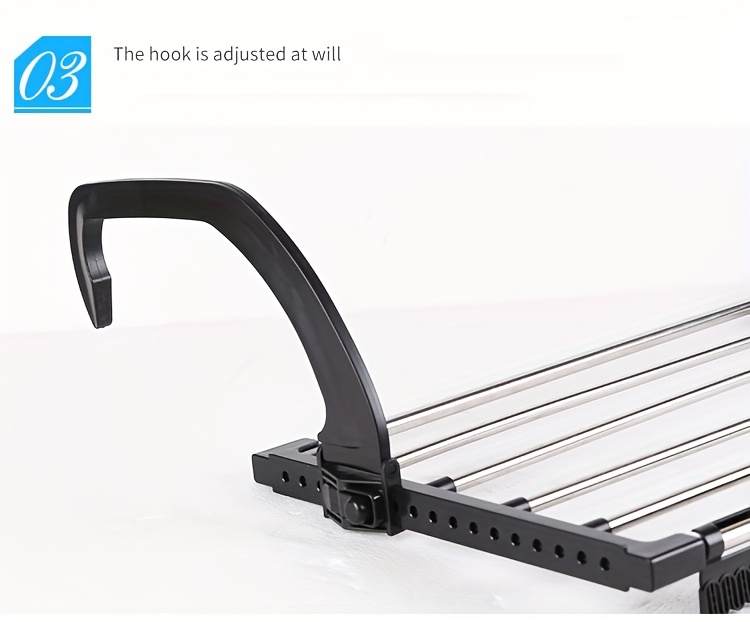 1 komad velikog sklopivog stalka za sušenje veša na radijatoru, napravljenog od nerđajućeg čelika i plastike, dimenzija 59 na 32 cm, opremljen odvojivim štipaljkama za čarape, stalci za sušenje veša