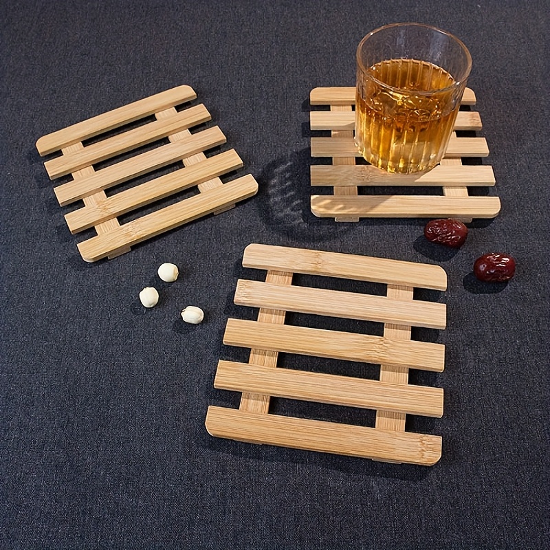 Set od 3 komada minimalističkih izdržljivih podmetača od bambusovog drveta, toplotno otporna podmetača za sto, zaštitnik za vruće lonce, izolovana podloga za sto, podmetač za tanjire i posuđe, podloga za tepsiju