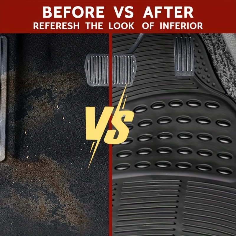 4 komada Crne Gumene Auto Patosnice | Zaštita od svih vremenskih uslova, Neklizajuće, Univerzalno odgovaraju za Auto, SUV, Kamion, Kombi | Izdržljive, Komplet, Uvojak, Vodootporni PVC, Mogu se seći po meri