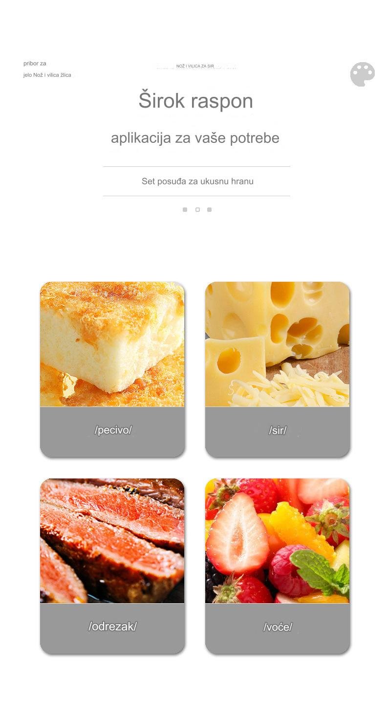 Set noža za sir i sekača za pizzu od nerđajućeg čelika sa drvenom drškom - Oštrica za teške uslove, višenamenski nož za tortu i posuđe, pogodan za posluživanje na zabavama, sečenje sira