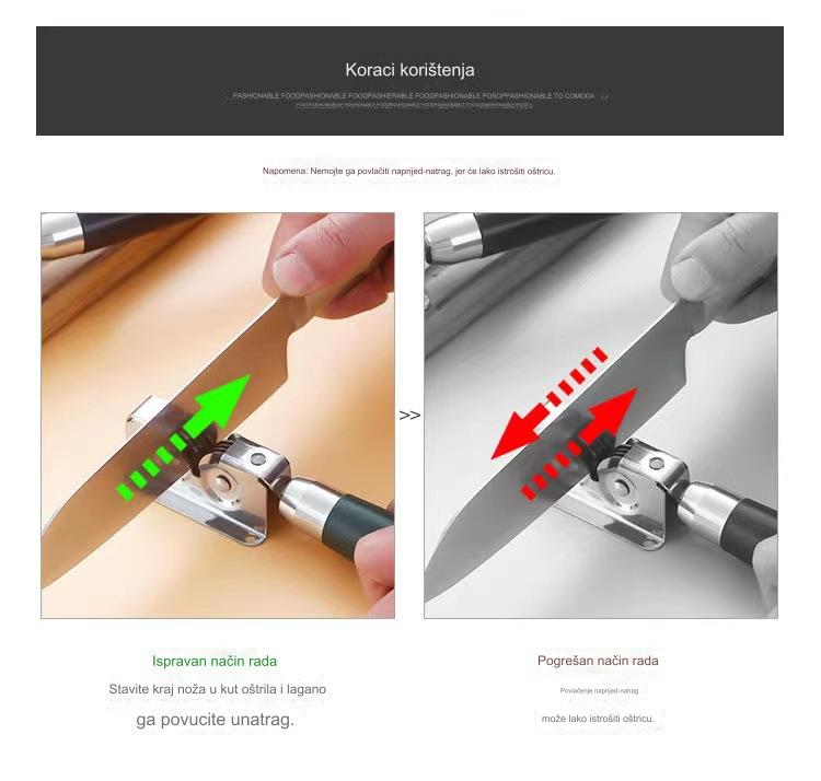 Oštrač noževa od nerđajućeg čelika | Ručni brzi oštrač sečiva, kreativni kuhinjski alat za voćne noževe, bez punjenja