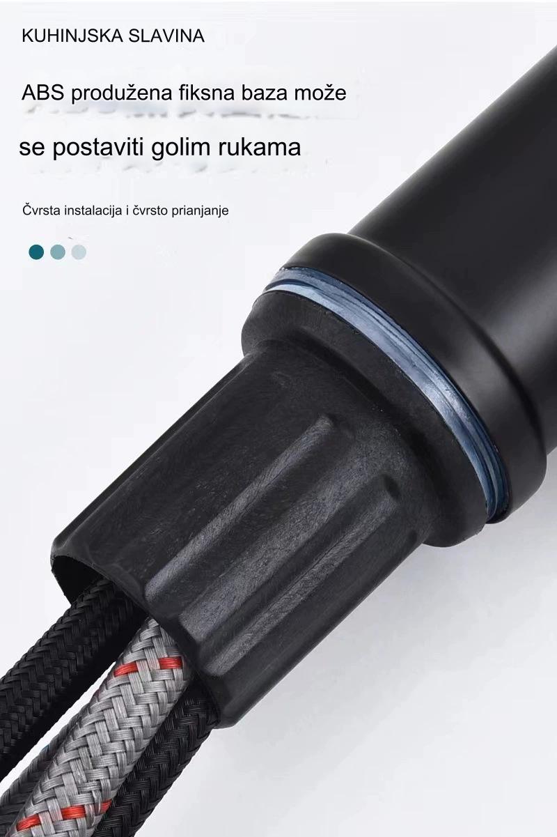 Kuhinjska slavina sa rotirajućim hladnjakom i toplotom, sa izvlačivom prskalicom - 304 nerđajući čelik, brušena završna obrada, zidna montaža, jednostavna instalacija (bez baterija/elektrike) - izdržljiva i otporna na koroziju za moderne sudopere