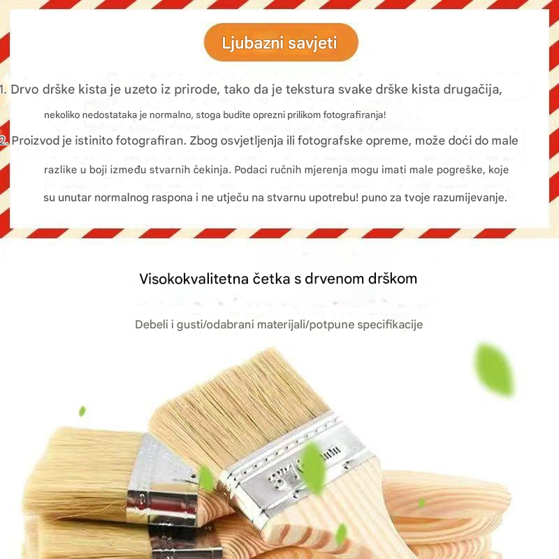 Profesionalni set četkica za bojenje sa drvenom drškom i čekinjama - Izdržljive čekinje za precizne detalje, uljane, lateks boje, tapetiranje - Idealno za umetnike, hobiste, DIY i profesionalne slikare