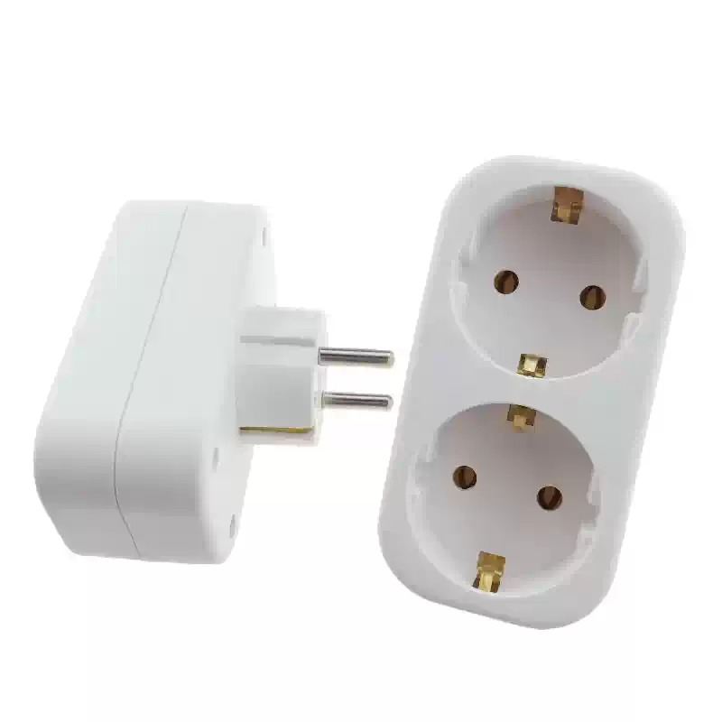 Evropski nemački adapter za napajanje - Tip F Schuko utičnica sa uzemljenjem, kompatibilan sa EU/DE/CZ/PL/RO/ES/FR/BE/NL/UK standardima - Izdržljiv dizajn u belo-zlatnoj boji, napon 230V, bez unutrašnjeg pretvarača, idealan za putovanja i kućnu upotrebu. Evropski standard nemački pretvarač napajanja