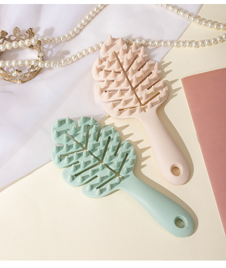 Češalj sa dugom drškom u obliku lista, šuplje čekinje, čvrste čekinje, za masažu i čišćenje, za suvo ili mokro korišćenje