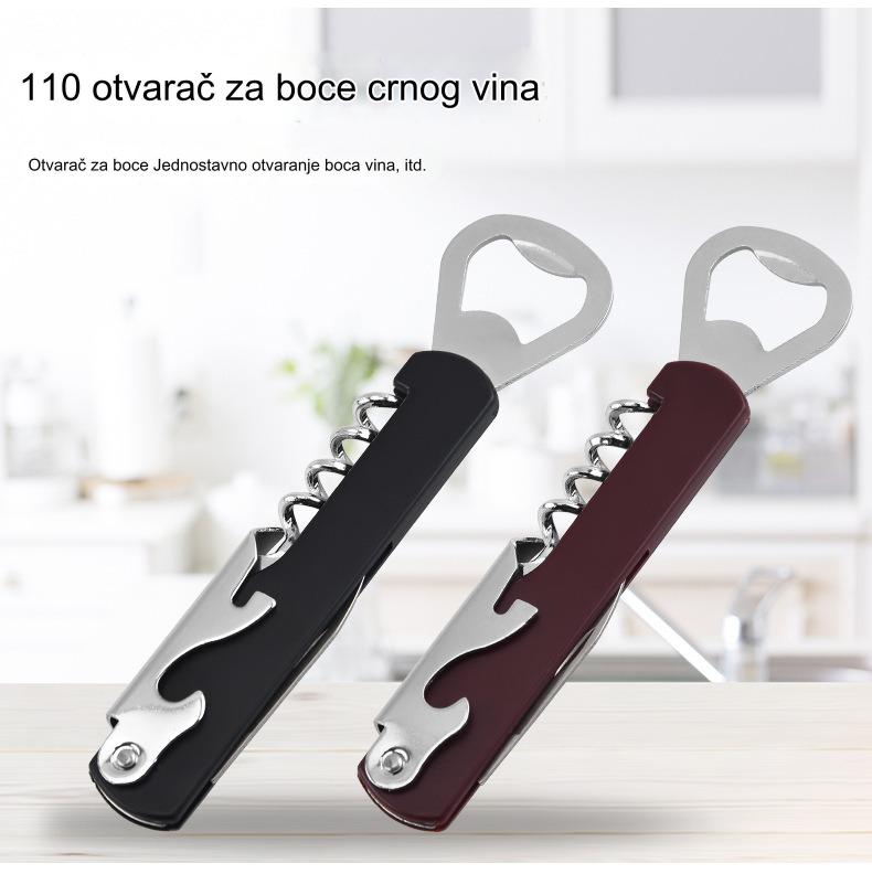 Otvarač za crno vino od nerđajućeg čelika, prenosivi višenamenski otvarač za flaše za domaćinstvo