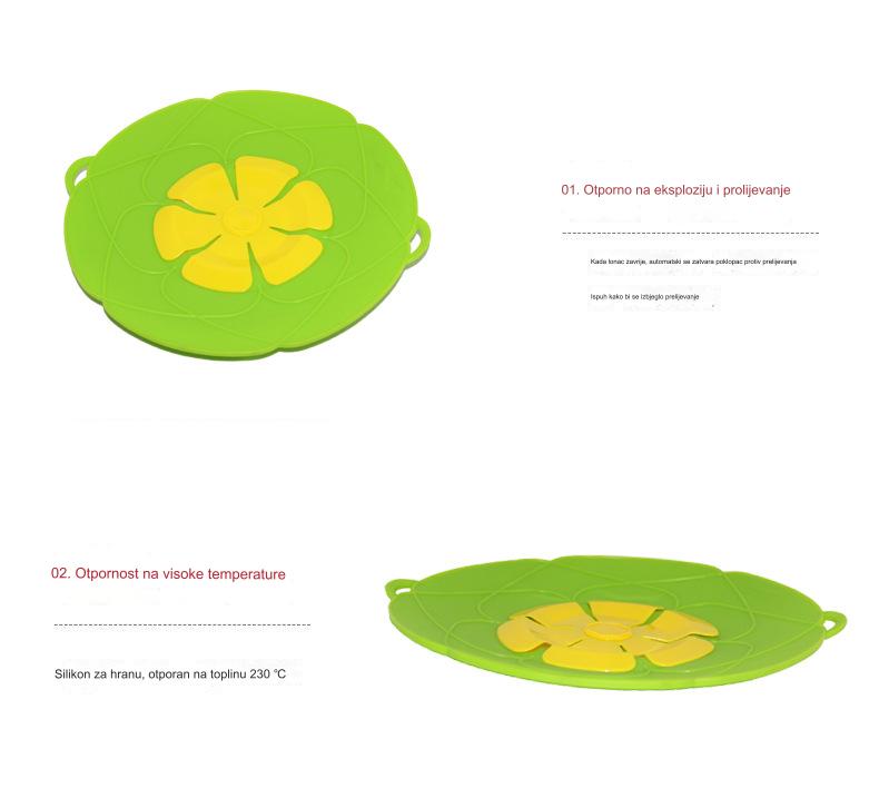 Veliki poklopac za lonce i tiganje od 26cm, kompatibilan za korejsku kuhinju - Premium silikonski poklopac protiv prolivanja, otporan na visoke temperature, zaštitni poklopac za kuvanje, izdržljiv poklopac otporan na toplotu za šporete