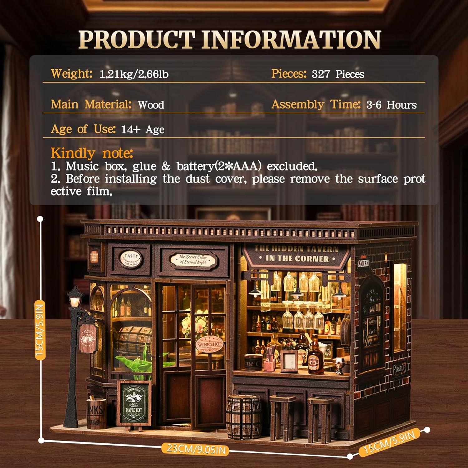 Kompleti za kutak za knjige za odrasle - Napravite svoj vlastiti minijaturni umetak za policu za knjige sa LED osvetljenjem, maštoviti kompleti za izradu knjižnog kutka, dekoracija sobe za fantazijsku tavern dioramu, savršen poklon za ljubitelje knjiga, kutak čuda i knjiga.