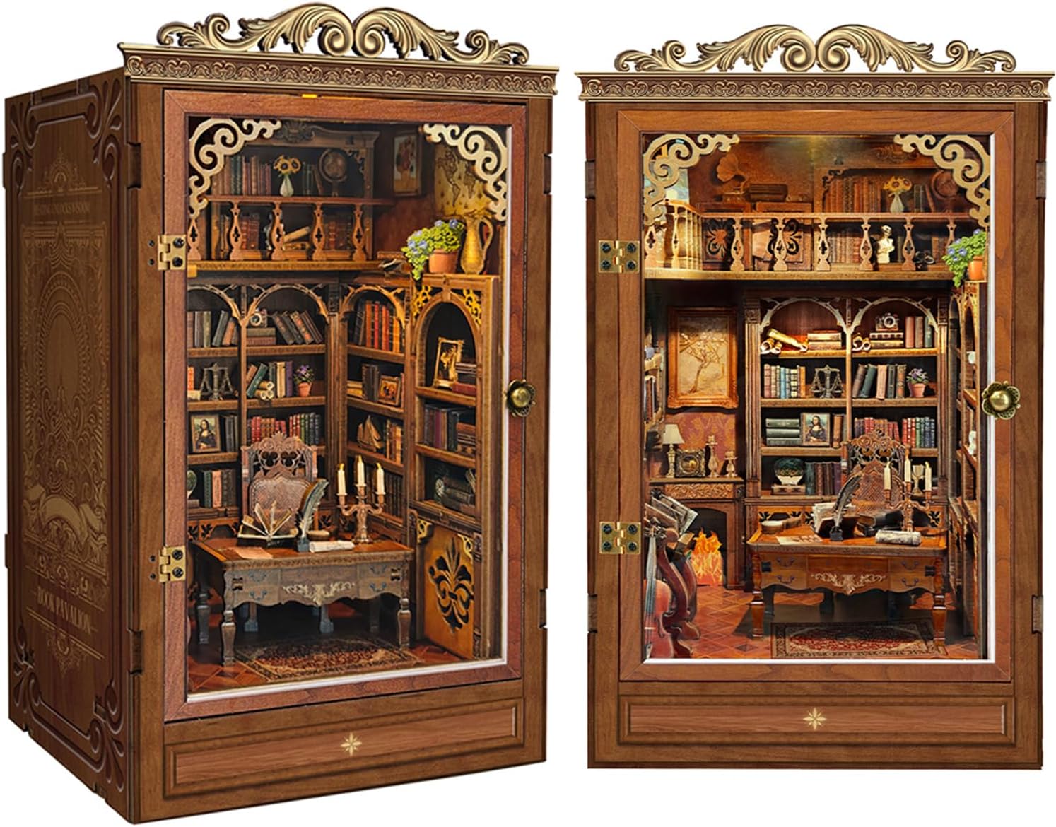 Kompleti za kutak za knjige za odrasle - Napravite svoj vlastiti minijaturni umetak za policu za knjige sa LED osvetljenjem, maštoviti kompleti za izradu knjižnog kutka, dekoracija sobe za fantazijsku tavern dioramu, savršen poklon za ljubitelje knjiga, kutak čuda i knjiga.