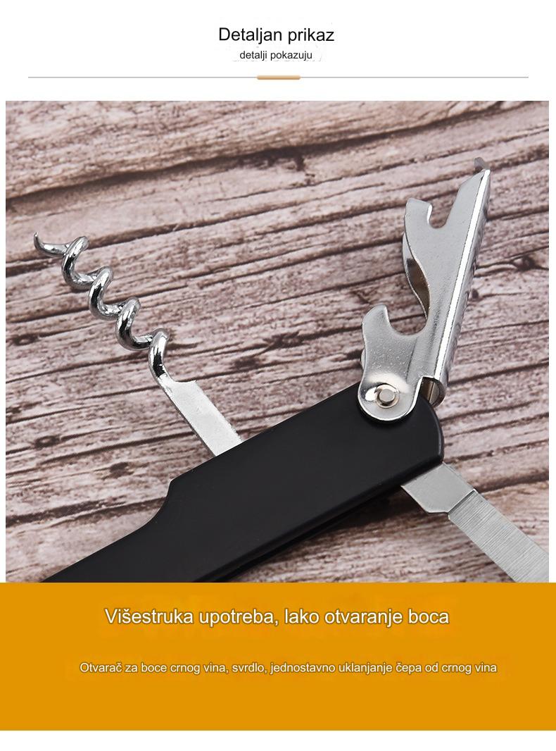 Otvarač za crno vino od nerđajućeg čelika, prenosivi višenamenski otvarač za flaše za domaćinstvo