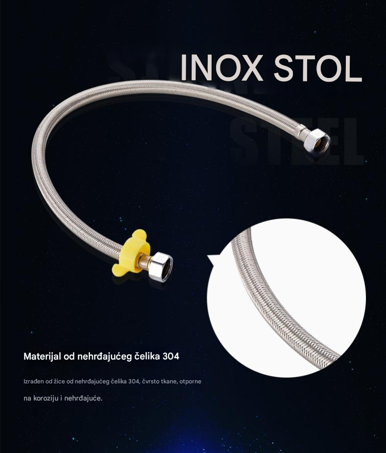 Produžetak za slavinu od nerđajućeg čelika sa pletenim crevom - Izdržljivo fleksibilno produženje za grejač tople vode, sudoperu, tuš/kadu, toalet - Adapter za vodovod sa muškim/muškim konektorima (Kompatibilan sa slavinama i rezervoarima za vodu)