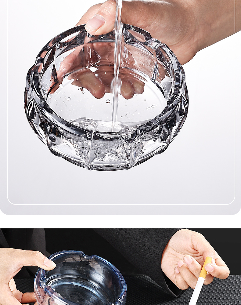 Luksuzna Moderna Pepeljara - Zadebljani Izdržljivi Dizajn Poput Stakla sa Poklopcem sa Zlatnim Rubom & Osnovom Otpornom na Prosipanje, Elegantna Providna Zlatna - Idealna za Kuću, Hotel, KTV, Kancelariju, Bar - Izdržljivi Držač za Cigarete & Cigare, Površina Otporna na Grebanje