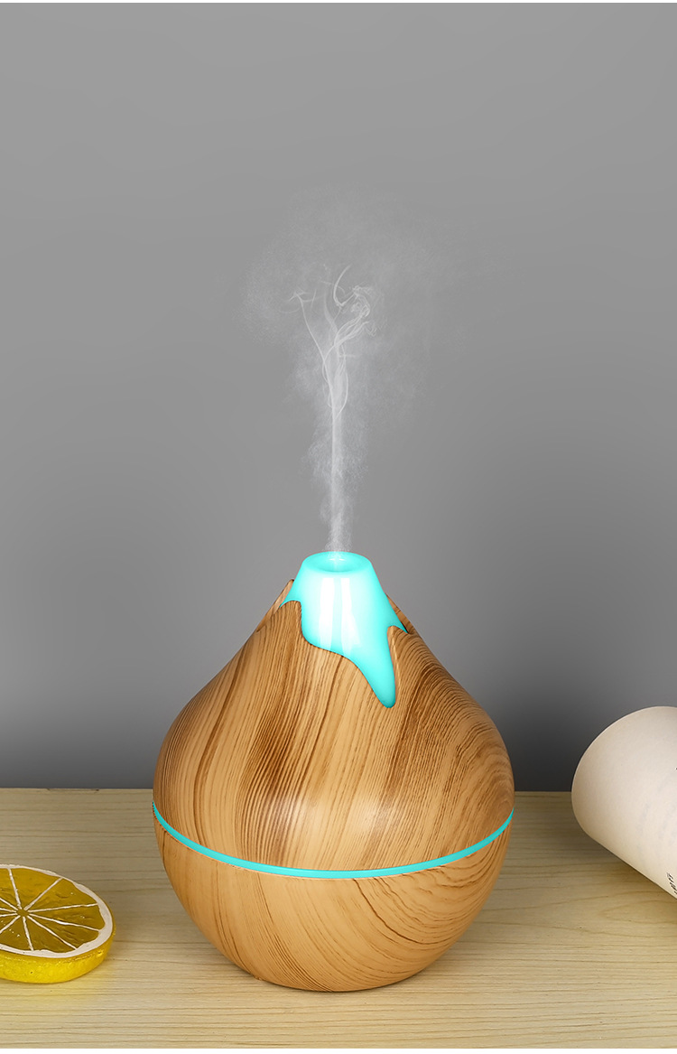 Ultrazvučni aroma difuzor velikog kapaciteta sa teksturom drveta, difuzor esencijalnih ulja, ovlaživač vazduha sa aromom, ultrazvučni ovlaživač, pogodan za esencijalna ulja, ima tajmer, automatsko isključivanje kada je završena voda, sedam-boja LED svetla i napajanje preko USB-a