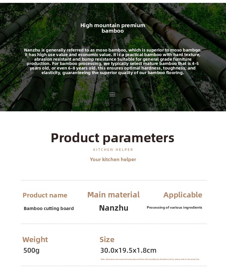 Ekstra Velika Bambusova Daska za Sečenje 30cm/36cm/40cm - Dodatna Debljina 18mm, Izdržljiva, Laka za Držanje sa Prorezom za Sok za Voće, Povrće, Meso i Živinu - Idealna za Festivale i Svakodnevnu Upotrebu, Bambus Materijal Bezbedan za Hranu