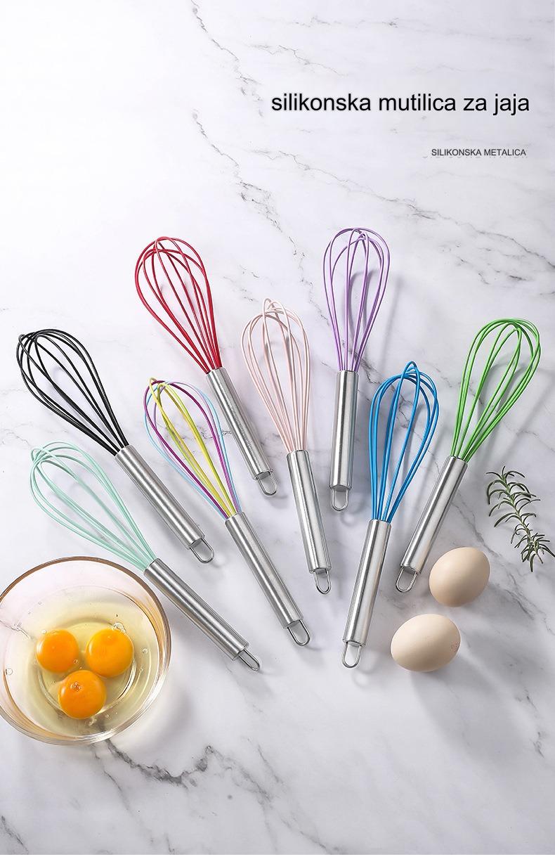 Profesionalna nerđajuća mutilica za jaja sa drškom od nerđajućeg čelika, pogodna za kuvanje i pečenje