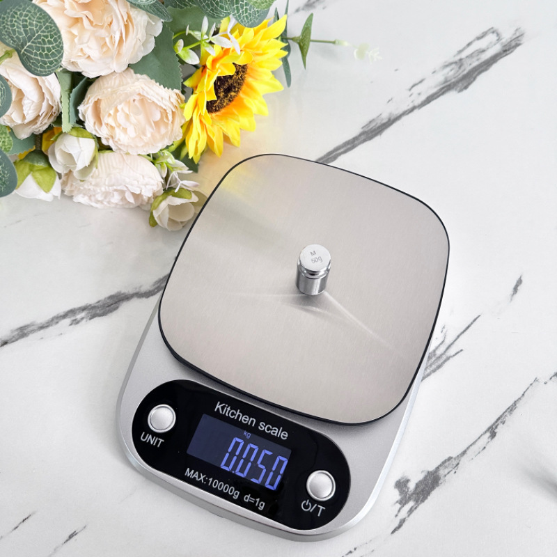 Elektronska kuhinjska vaga od nerđajućeg čelika sa digitalnim displejem i funkcijom tare - Visoko precizna vaga za pečenje, napaja se baterijama (baterije nisu uključene) za precizno merenje hrane, merenje u više jedinica, kompaktan dizajn za kućne i profesionalne kuhinje