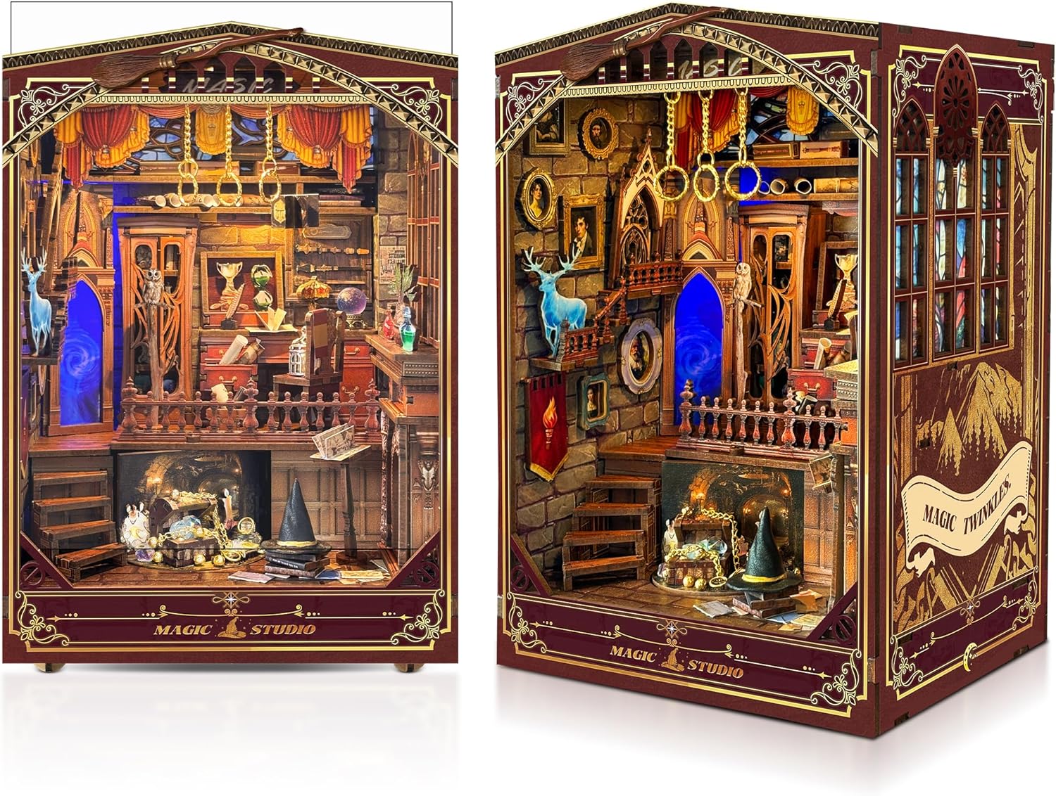 Kompleti za kutak za knjige za odrasle - Napravite svoj vlastiti minijaturni umetak za policu za knjige sa LED osvetljenjem, maštoviti kompleti za izradu knjižnog kutka, dekoracija sobe za fantazijsku tavern dioramu, savršen poklon za ljubitelje knjiga, kutak čuda i knjiga.