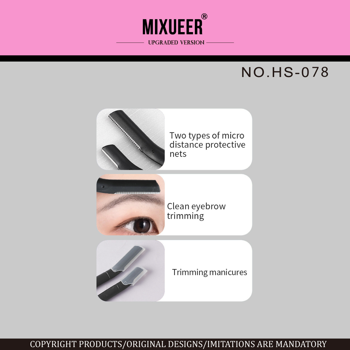 Dvoglave sklopive makaze za obrve - Sigurne, precizne, prenosive, uvlačive makaze za uređivanje obrva