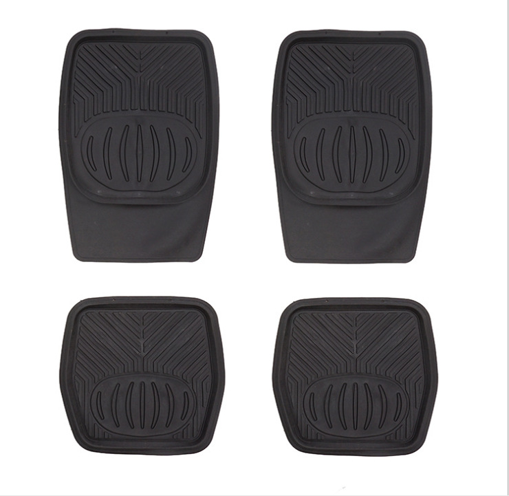 4 komada gumene crne podloge za auto, 4 komada, za sve vremenske uslove, neklizajuće, univerzalno prilagođavanje za automobile, SUV, kamione i kombije, izdržljiva zaštita, kompletan set, zaštitna podloga sa rebrima za profesionalne vozače, vodootporna PVC podloga, može se seći po meri