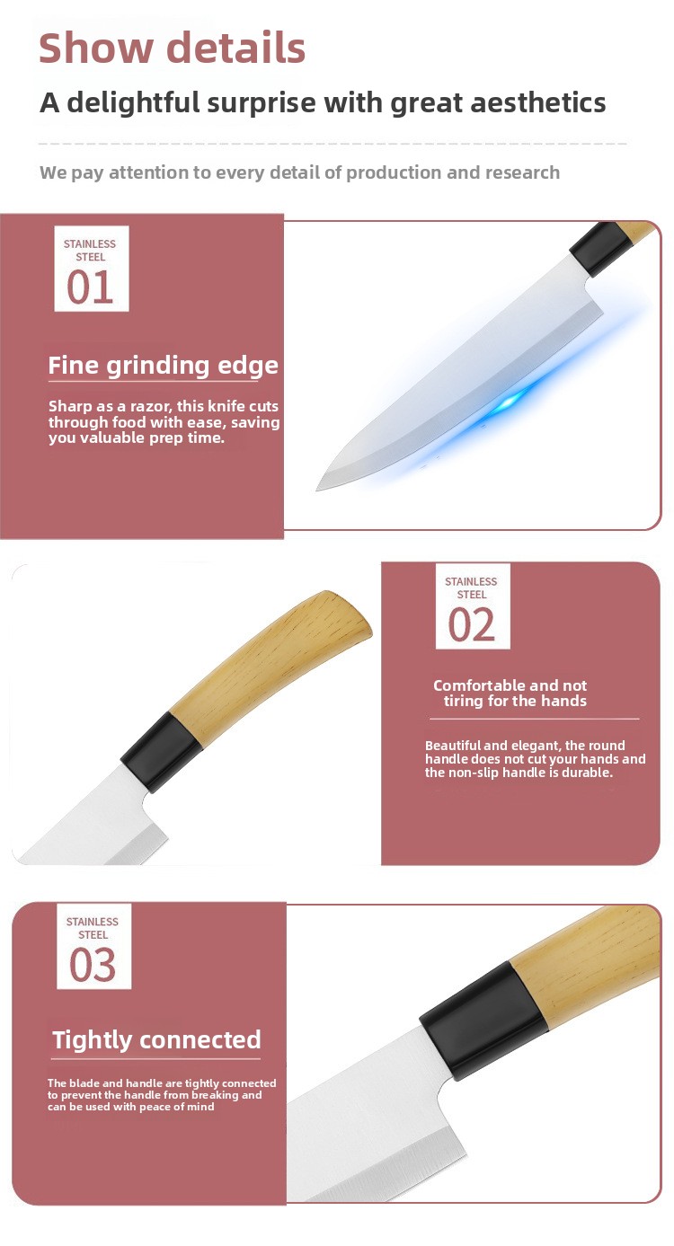Premium set kuhinjskih noževa oštrih kao britva | Oštrice od visokougljeničnog nehrđajućeg čelika, drške u boji drveta, idealni za sečenje povrća i voća