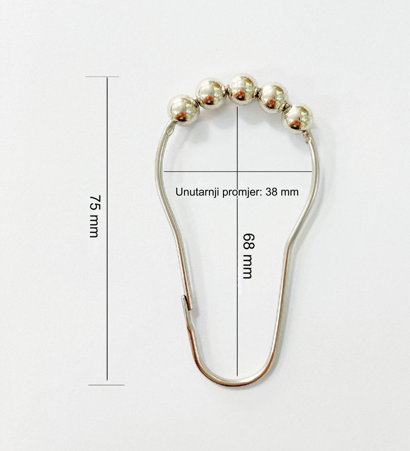 Kuka za zavesu za tuširanje od tikve otporne na rđu | Samolepljivi prsten za zavesu sa pet kuglica od nerđajućeg čelika