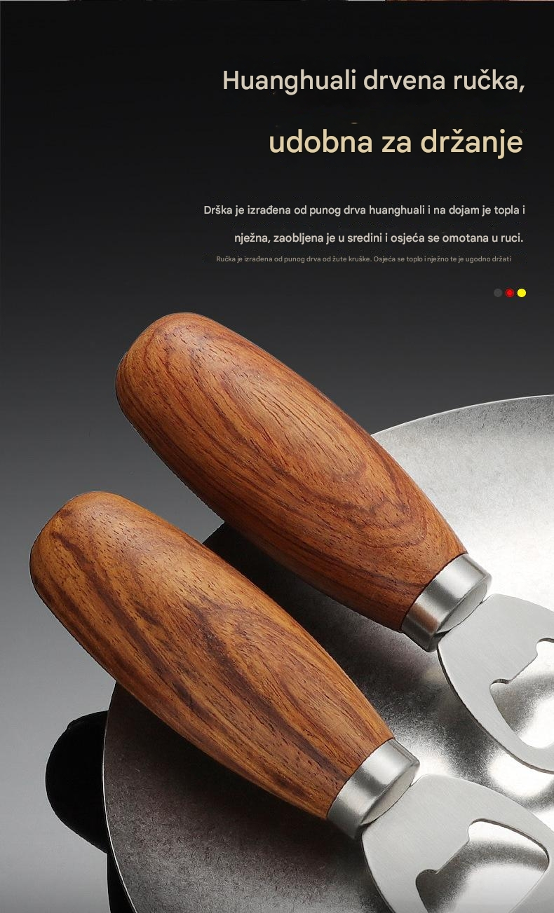 Vertikalni otvarač za vinske čepove i flaše od nerđajućeg čelika i punog drveta - Elegantna ružičasto zlatna završnica, višenamenski otvarač za čepove sa polugom, izdržljiv dizajn otporan na rđu za vino, pivo, šampanjac - Idealan za kuću, restorane, barove