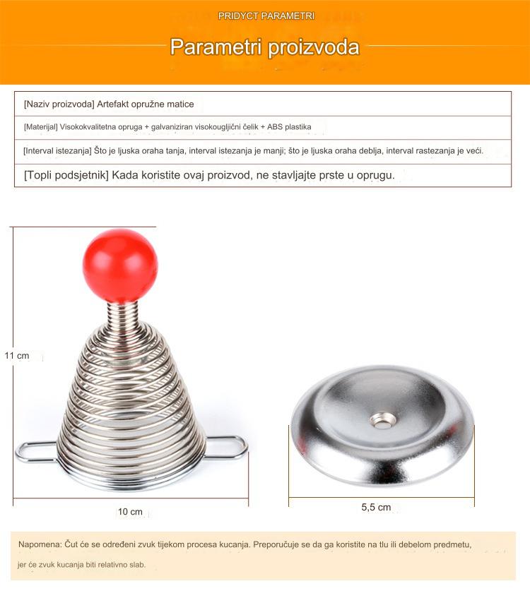 Alat za lomljenje oraščića od nerđajućeg čelika, teški, sa oprugom, ergonomskom ručkom i opružnim mehanizmom - Lako lomljenje oraščića za orah, kesten, pecan, badem, keshu - Izdržljivi kuhinjski alat za kućnu i komercijalnu upotrebu, lako uklanjanje