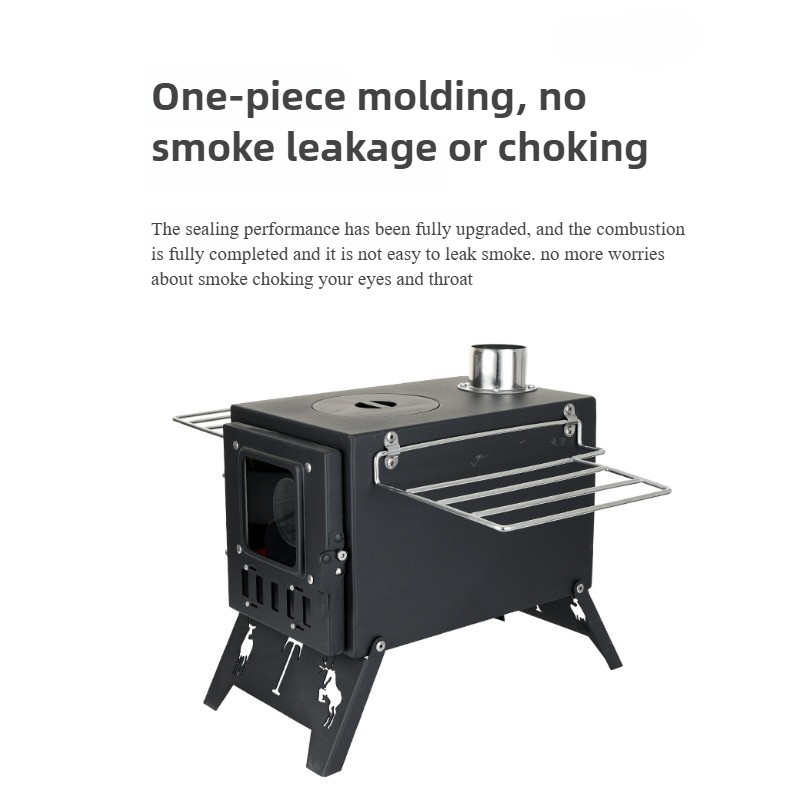 Sve-u-jednom Nerđajući Čelični Spoljni Kamp Šporet - Prenosivi Drveni Stoni Grejač i Roštilj Pogodan za Grevanje Šatora, Dvorišni Logorski Ognj, Piknik, Kamin, Kompaktan za Spoljnu Upotrebu (Bez Sistema za Paljenje)