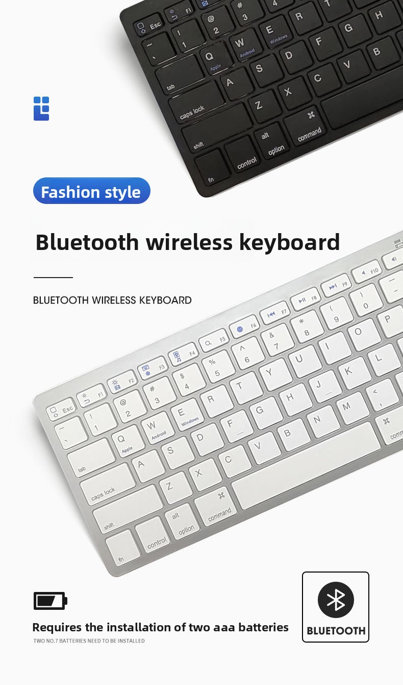 Tastatura za iPad, Mac, iOS i Android tablete/pametne telefone - QWERTY tipkanje sa tihim prekidačima, kompatibilna sa pametnim telefonima, tabletima, e-čitačima i pametnim uređajima (bez potrebe za dodatnim softverom) - Kompatibilna sa iPad Pro/Air