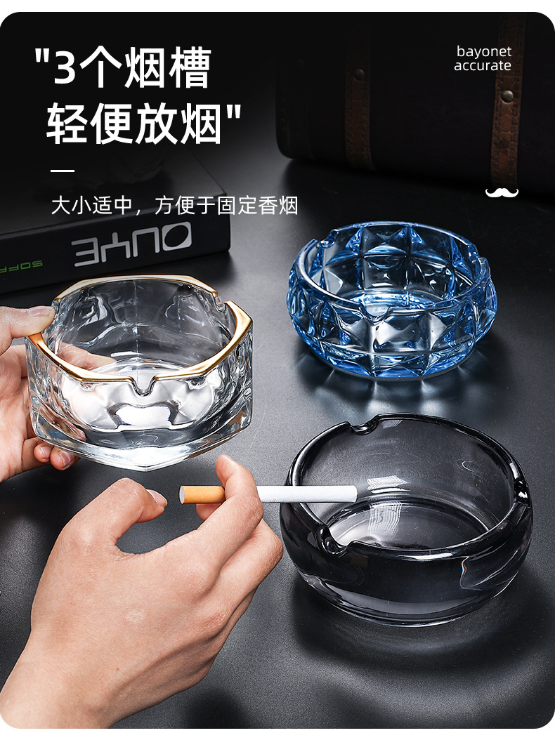 Luksuzna Moderna Pepeljara - Zadebljani Izdržljivi Dizajn Poput Stakla sa Poklopcem sa Zlatnim Rubom & Osnovom Otpornom na Prosipanje, Elegantna Providna Zlatna - Idealna za Kuću, Hotel, KTV, Kancelariju, Bar - Izdržljivi Držač za Cigarete & Cigare, Površina Otporna na Grebanje