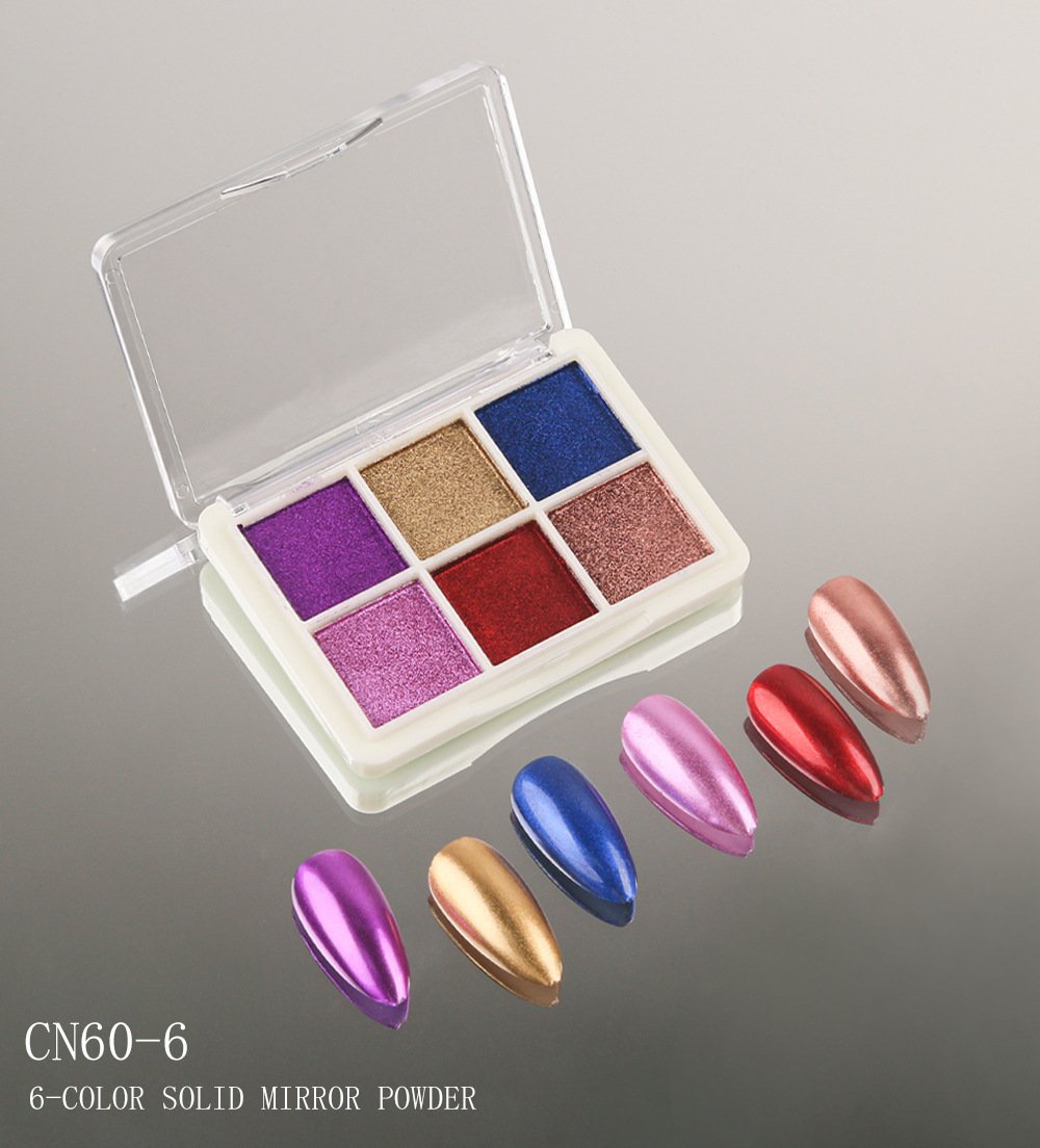 Set lakova za nokte sa šljokicama u 6 boja | Metalik čvrsti pigment u prahu za manikir, trendi Ins stil