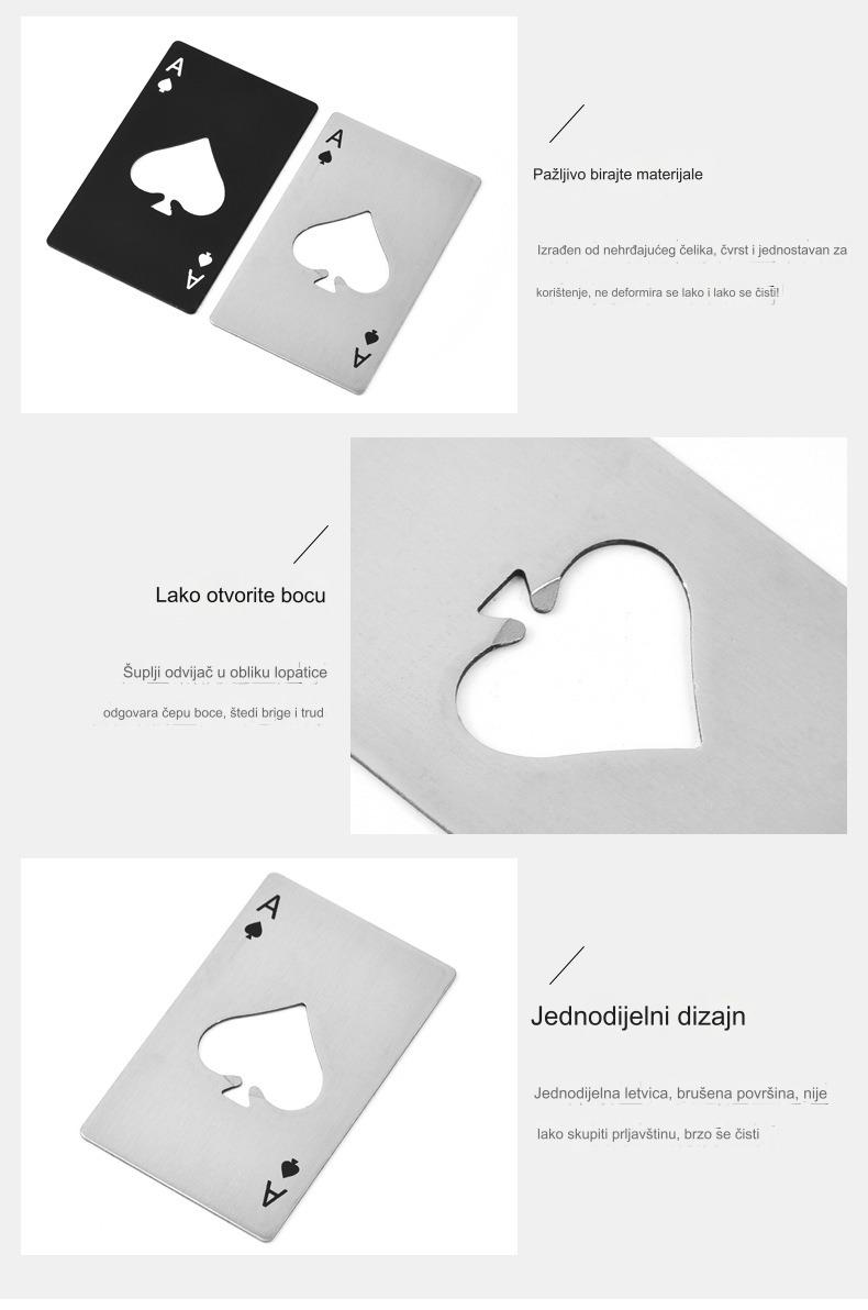 Aker za flaše/limenke od nerđajućeg čelika u obliku Dama Pik - Izdržljivi višenamenski otvarač sa elegantnim dizajnom karte, kompaktan i prenosiv za kuću, žurke, barove - Trajan i otporan na rđu za flaše spade, sode, piva, vina - Idealan za poker večeri i E