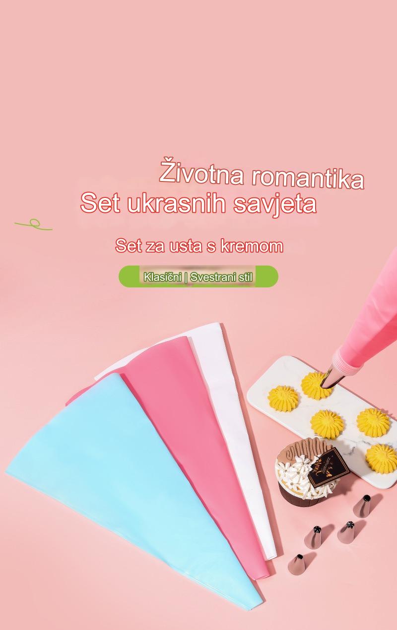 Set alata za ukrašavanje torti sa nerđajućim čeličnim nastavcima za torte, zadebljanim krpama za ukrašavanje i kremastim cvetnim nastavcima | Silikonski materijal, uključuje više nastavaka za ukrašavanje i