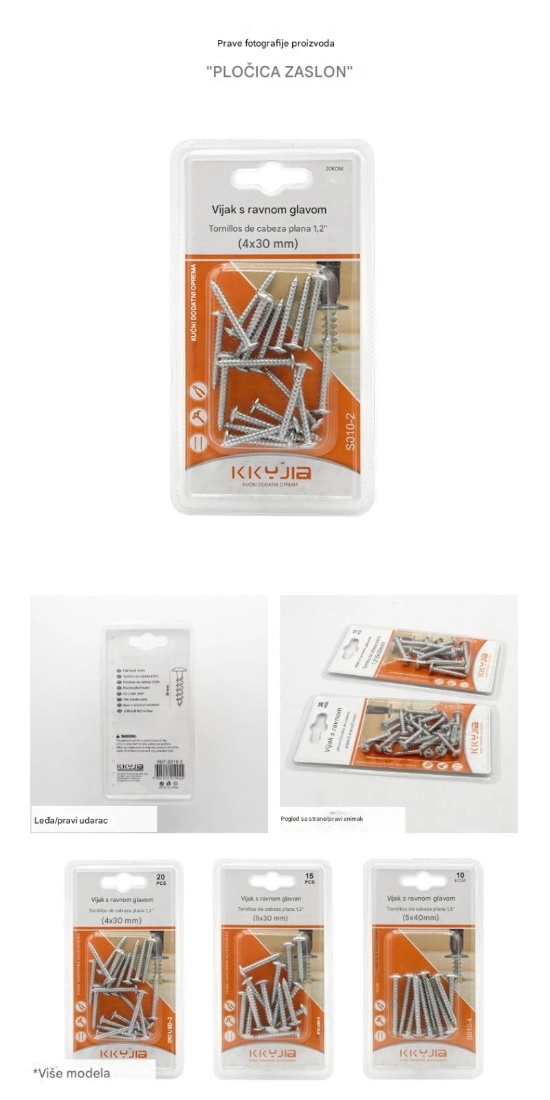 Set od 20 samourezujućih šrafova sa ravnom glavom | Idealno za popravku nameštaja, S-tip pogona, obojeno