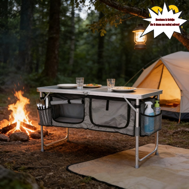 Uskršnji piknik, kampovanje na otvorenom sa torbom za čuvanje, prenosivi, lagani, multifunkcionalni aluminijumski sklopivi sto