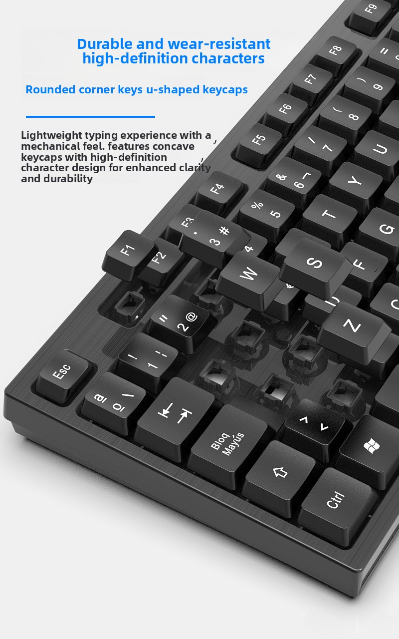 Uska Žična USB Tastatura za Poslovnu Kancelariju Kućnu Upotrebu Kompatibilna sa Desktop PC računarima, Ergonomski Dizajnirana Tastatura, Račuka Tastatura, Kompaktna Tastatura, Elegantan Dizajn, Izdržljive Tipke, Čvrsta Konstrukcija, USB Tipkanje