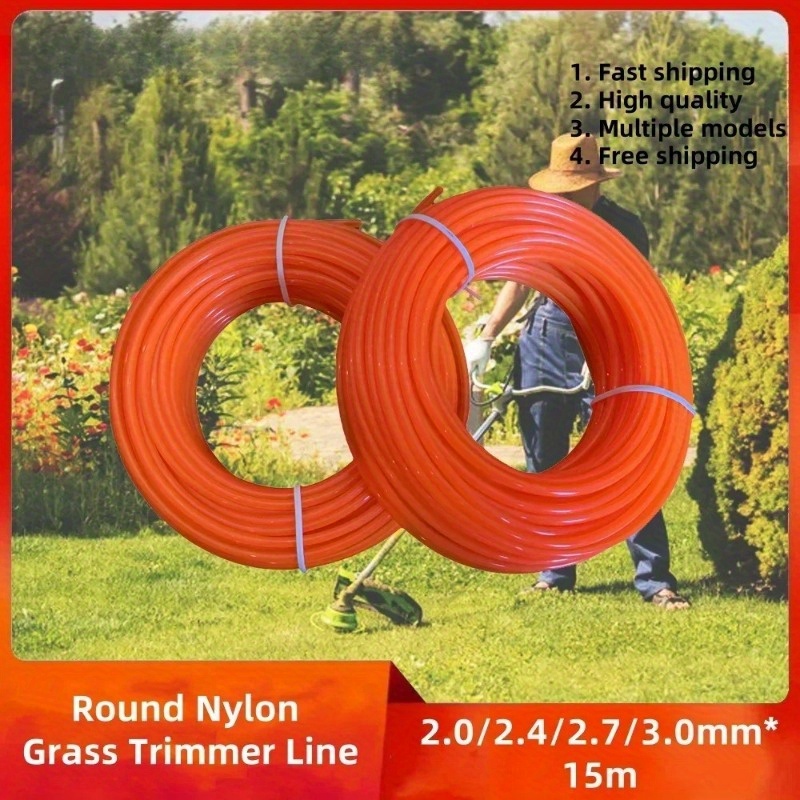 Teška okrugla najlonska trimer linija - Ojačana sečiva konac pogodna za kosilice, samohodne sekače grmlja i linije za navodnjavanje, izdržljiva najlonska žica za profesionalnu i kućnu upotrebu na otvorenom, kompatibilna za opremu za travnjak i sekače grmlja