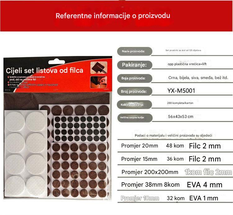 Samolepljive filc podloge za zaštitu nameštaja - Neklizajuće, za uglove, otporne na ogrebotine, za vinilne podove - Laka instalacija (bez alata/ekser), izdržljive za kućnu i komercijalnu upotrebu