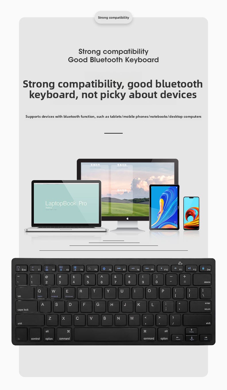 Tastatura za iPad, Mac, iOS i Android tablete/pametne telefone - QWERTY tipkanje sa tihim prekidačima, kompatibilna sa pametnim telefonima, tabletima, e-čitačima i pametnim uređajima (bez potrebe za dodatnim softverom) - Kompatibilna sa iPad Pro/Air