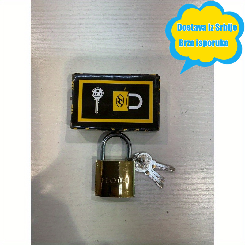 Zlatna protivkorozivna lokotna za kućnu sigurnost sa 3 ključa, pogodna za kapije skladišta i razne primene