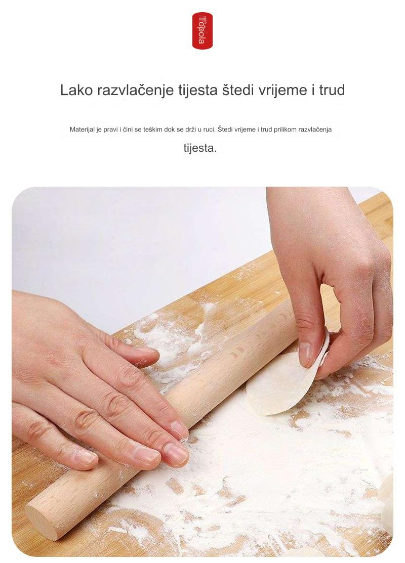 Drveni valjak za pecivo sa nelepljivom površinom i udobnom drškom | Idealan za pravljenje kolačića, testa i fondana - Napravljen od tvrdog drveta
