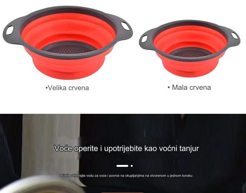 Sklopiva teleskopska korpa za pranje sa otvorima za odvod - izdržljiva sklopiva plastična korpa za sušenje posuđa, kampovanje, RV - prenosiva korpa za pranje povrća i voća koja štedi prostor (zelena/siva)