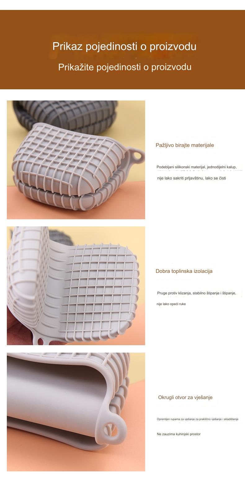 Rukavice za rernu otporne na toplotu sa neklizajućim silikonskim rešetkama | Silikonski materijal, isključivo ručno pranje za pečenje i kuvanje