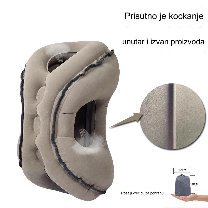 Jastuk na naduvavanje - za putovanja i kućnu upotrebu, podesiva čvrstoća sa naduvavanjem/istiskivanjem jednim dodirom, prenosivi kompaktan dizajn, vazduh za kampovanje, kancelariju, krevet - Crveni (Nije potrebna pumpa, izdržljiv i lagan), kancelarija