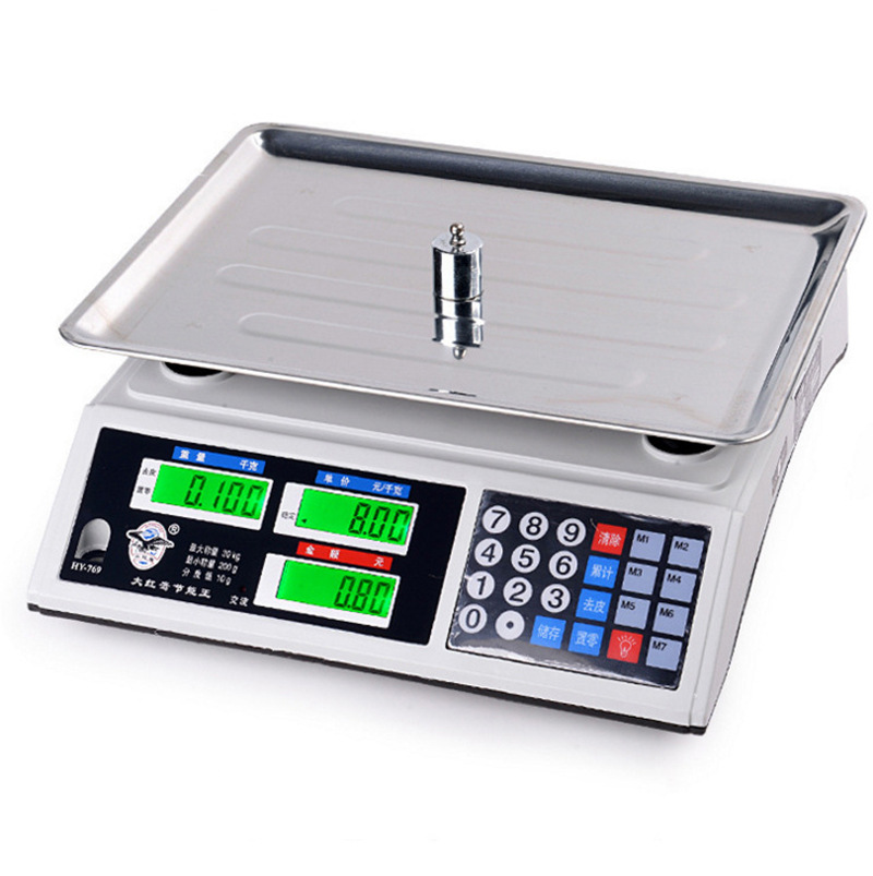 Elektronska vaga sa LCD ekranom, funkcijom tare i sistemom brojanja, kapaciteta od 5G do 40Kg, dizajnirana za upotrebu u maloprodaji, kuhinji i restoranima, sa srebrnim detaljima.