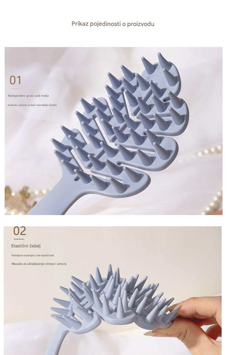 Češalj sa dugom drškom u obliku lista, šuplje čekinje, čvrste čekinje, za masažu i čišćenje, za suvo ili mokro korišćenje