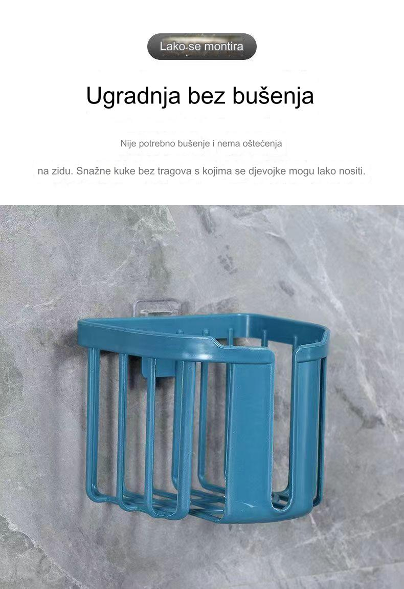 Držač toalet papira za montažu bez bušenja - Samolepljiva instalacija (bez šrafova/eksera), lako uklanjanje, lepljiva podloga, izdržljiv plastični držač za kupatilo za stanare ili javne toalete